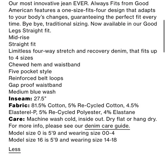 Good American Always Fits (size 14-18 Plus) Straight Leg Jean in Indigo316 - Picture 6 of 7